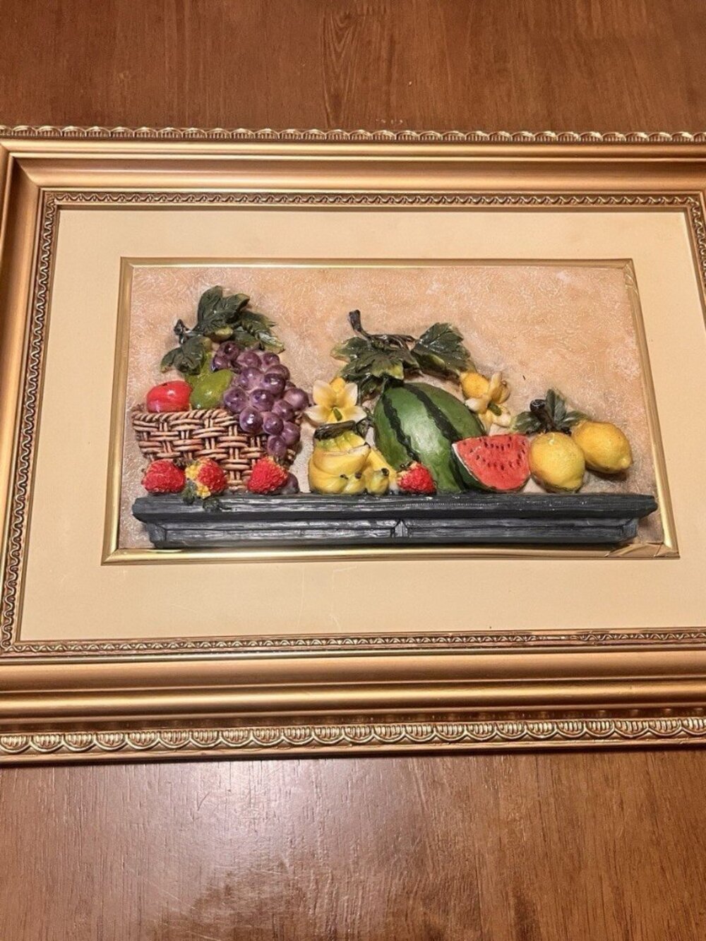 Posh Italy Design 3D Resin Fruit Wall Art In Gold Embossed Frame 12x16”